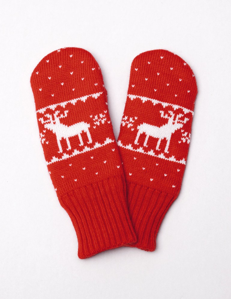 Детские варежки с оленями - фото1