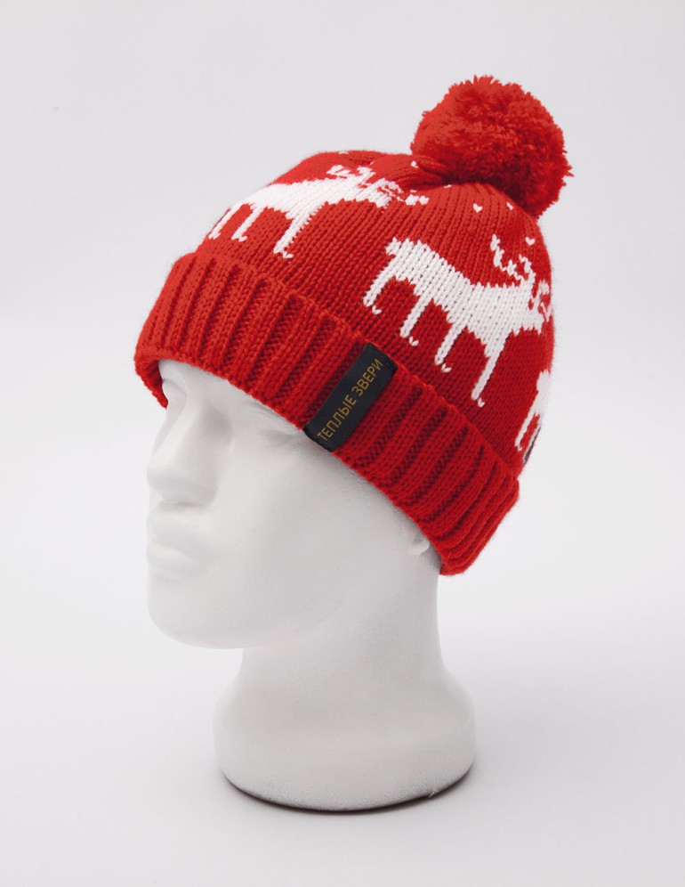 Детская шапка с оленями - фото1