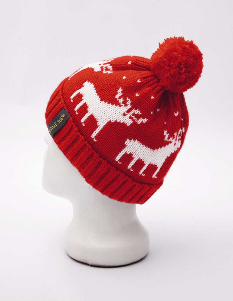 Детская шапка с оленями - фото2