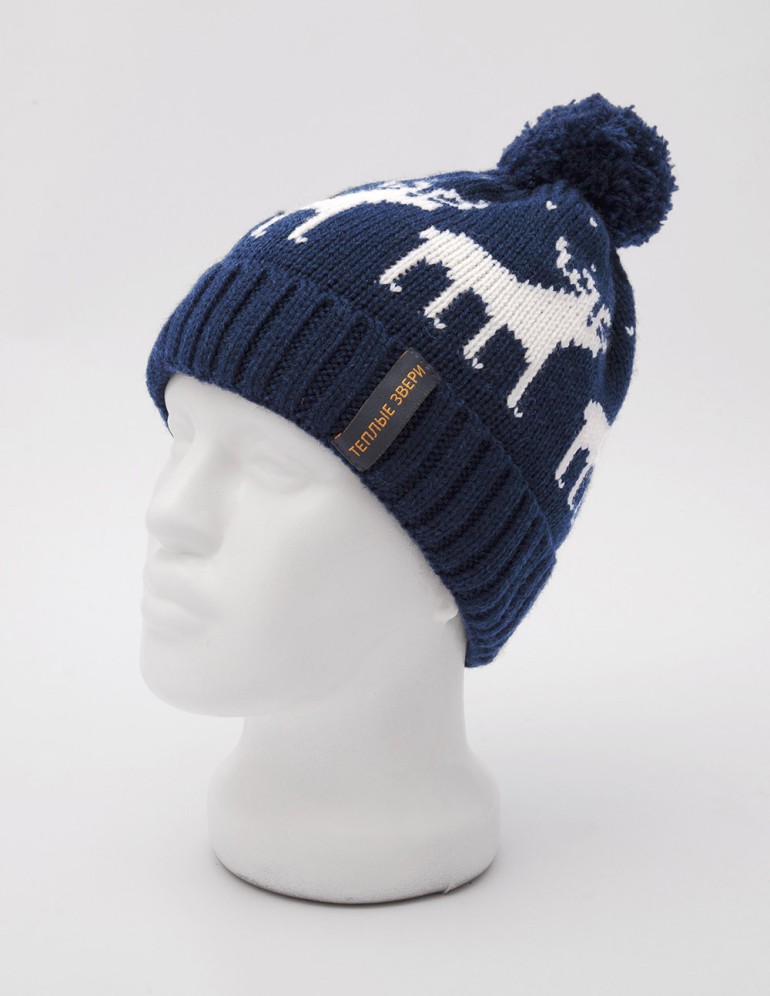 Детская шапка с оленями - фото1