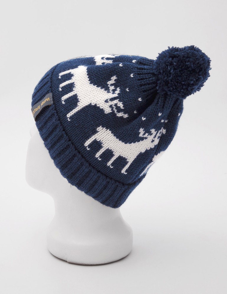 Детская шапка с оленями - фото2