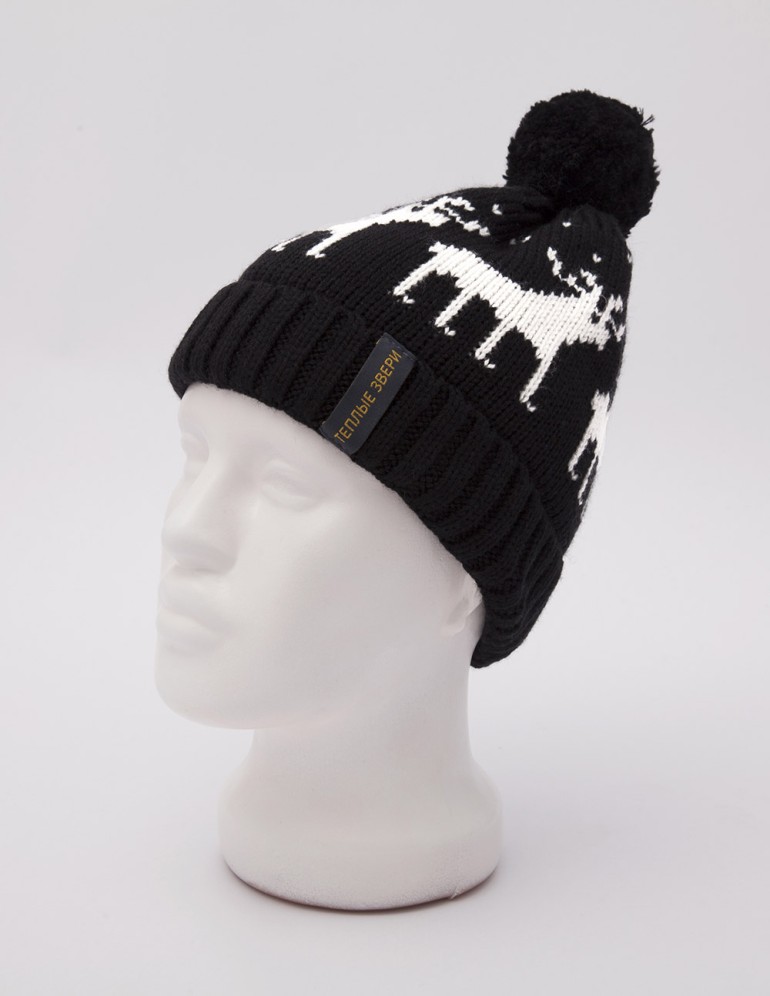 Детская шапка с оленями - фото1