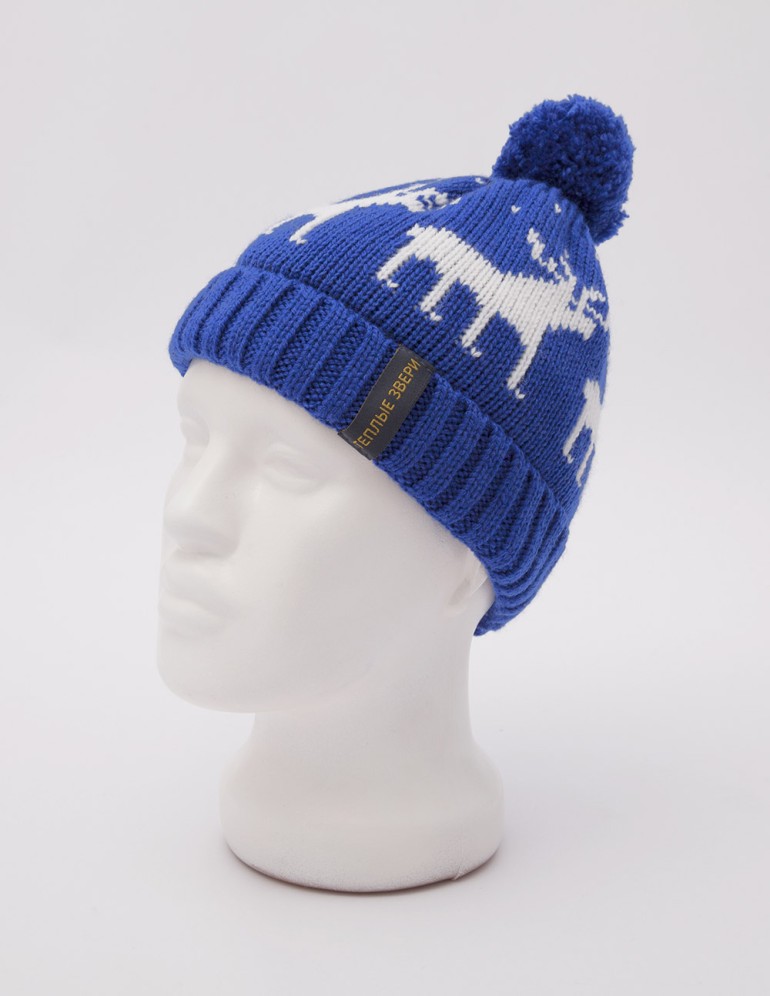 Детская шапка с оленями - фото1