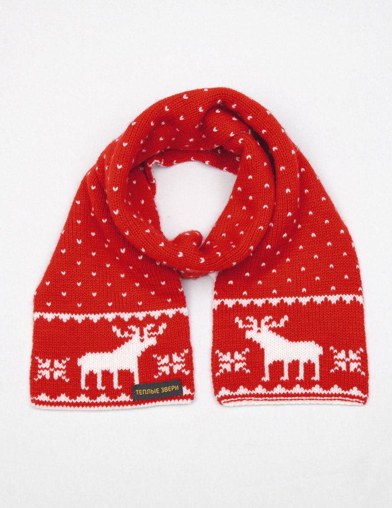 Детский шарф с оленями - фото1