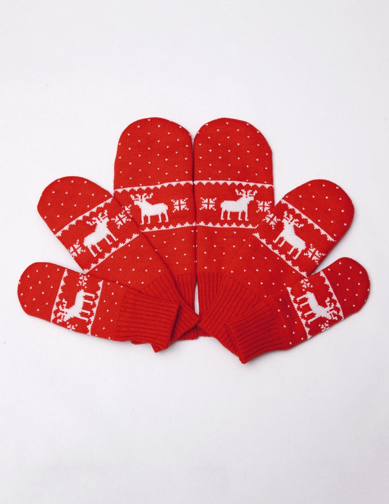 Варежки с оленями для папы, мамы и ребёнка - фото1