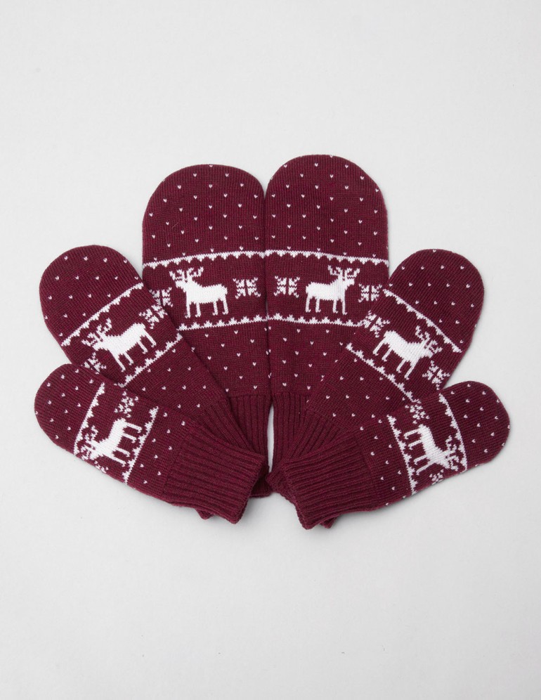 Варежки с оленями для папы, мамы и ребёнка - фото1
