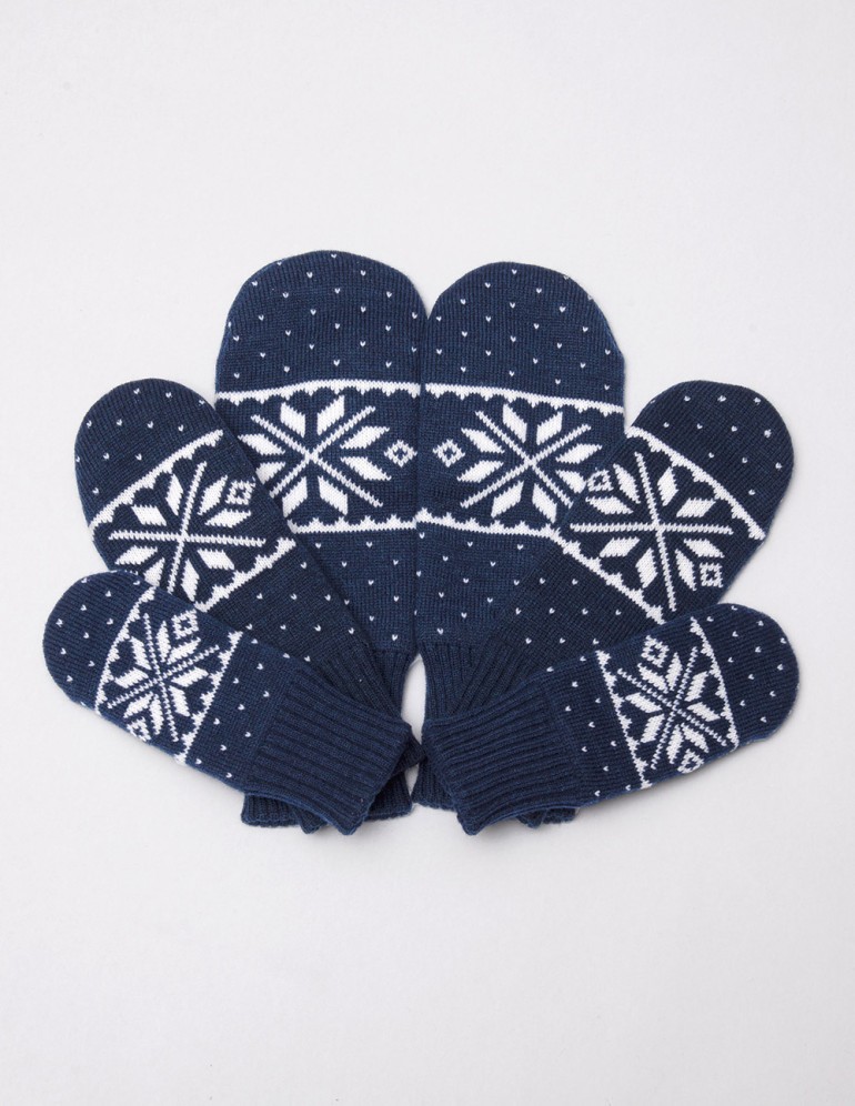 Варежки со снежинками для папы, мамы и ребёнка - фото1