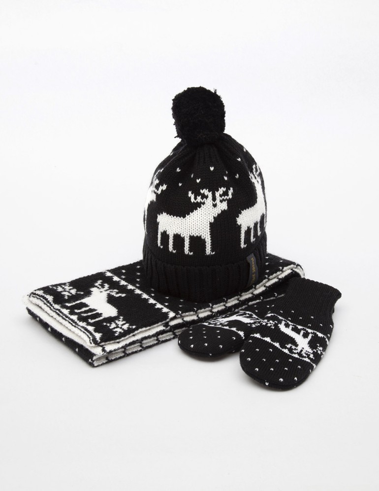 Детские шапка, шарф и варежки с оленями - фото2