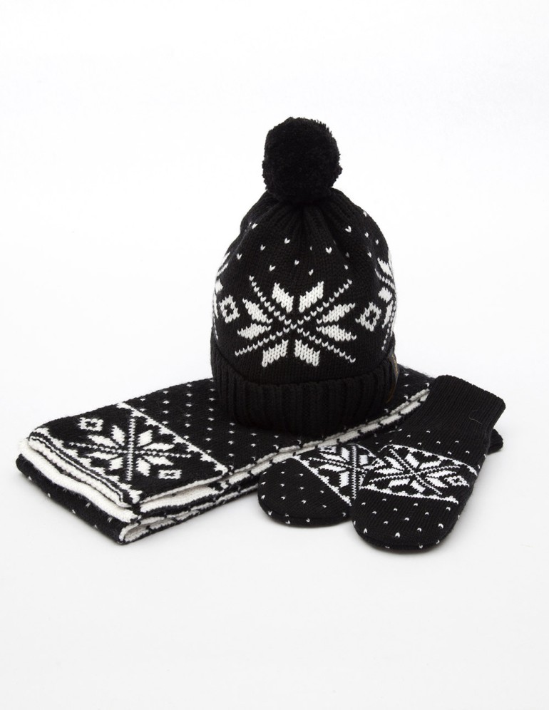 Детские шапка, шарф и варежки со снежинками - фото2