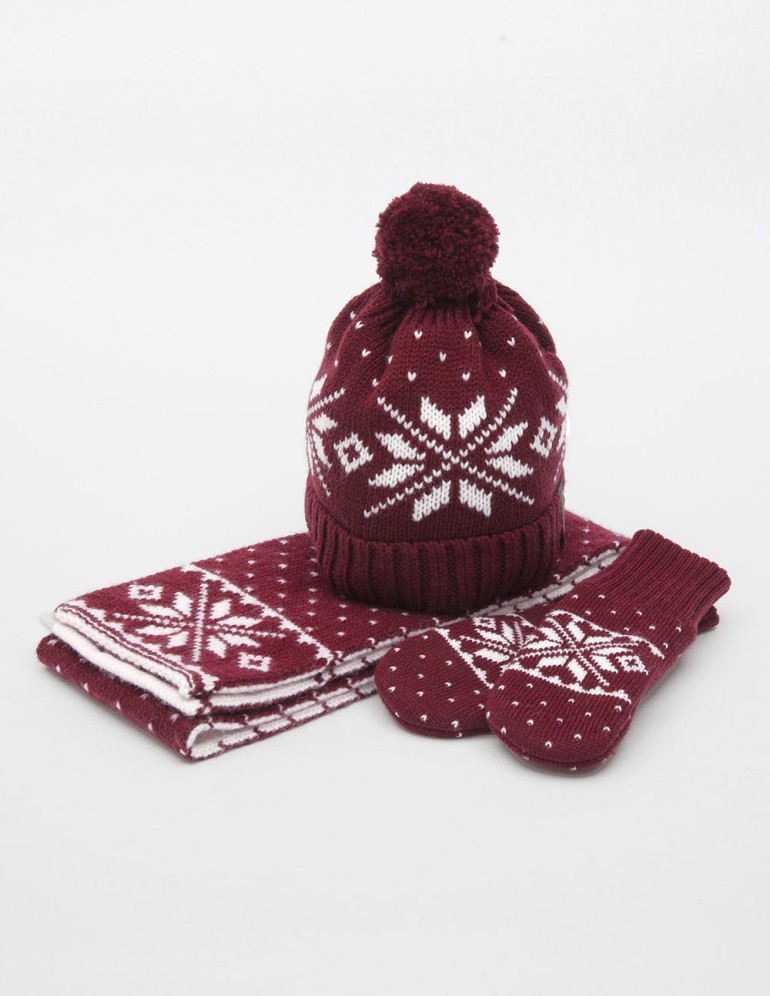 Детские шапка, шарф и варежки со снежинками - фото2