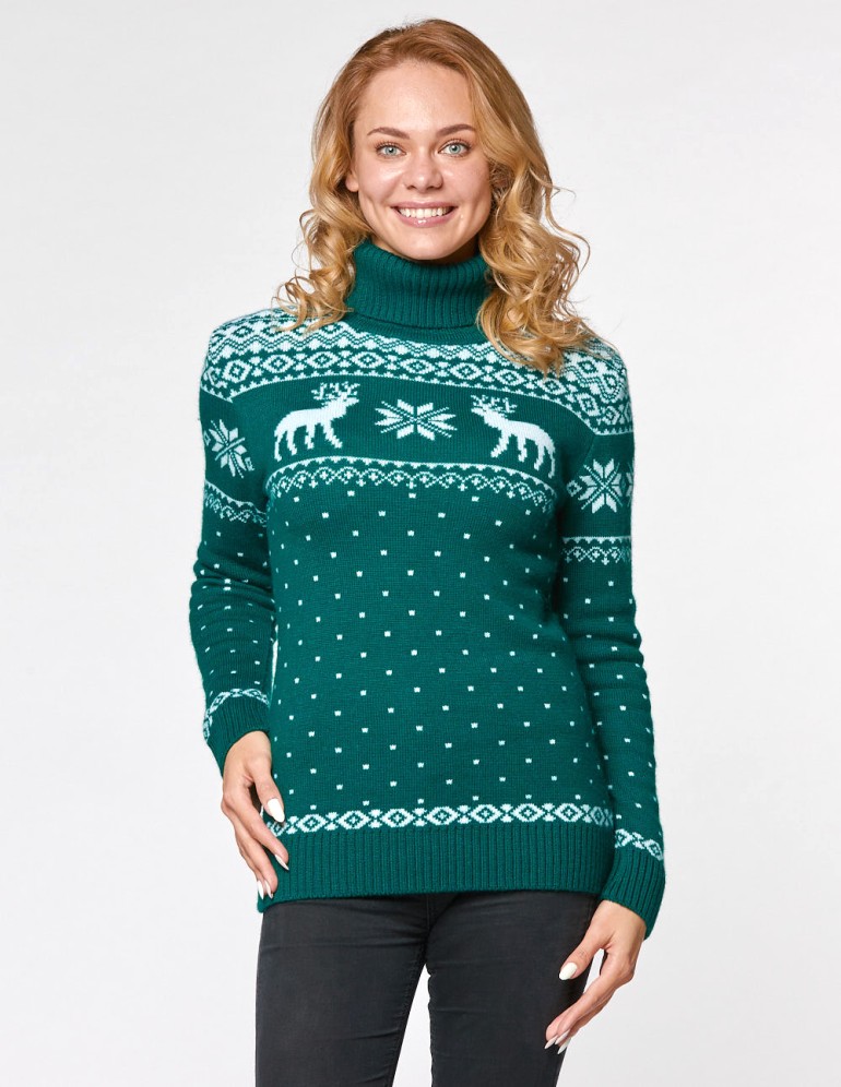 Женский свитер с оленями - фото1