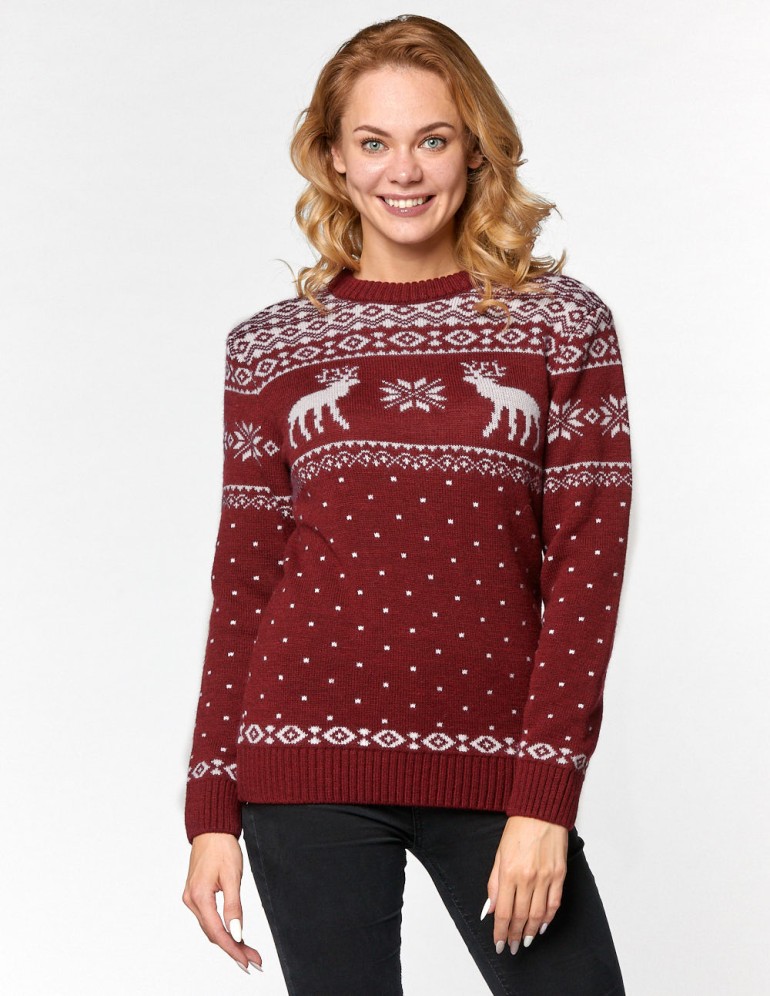 Женский свитер с оленями - фото1