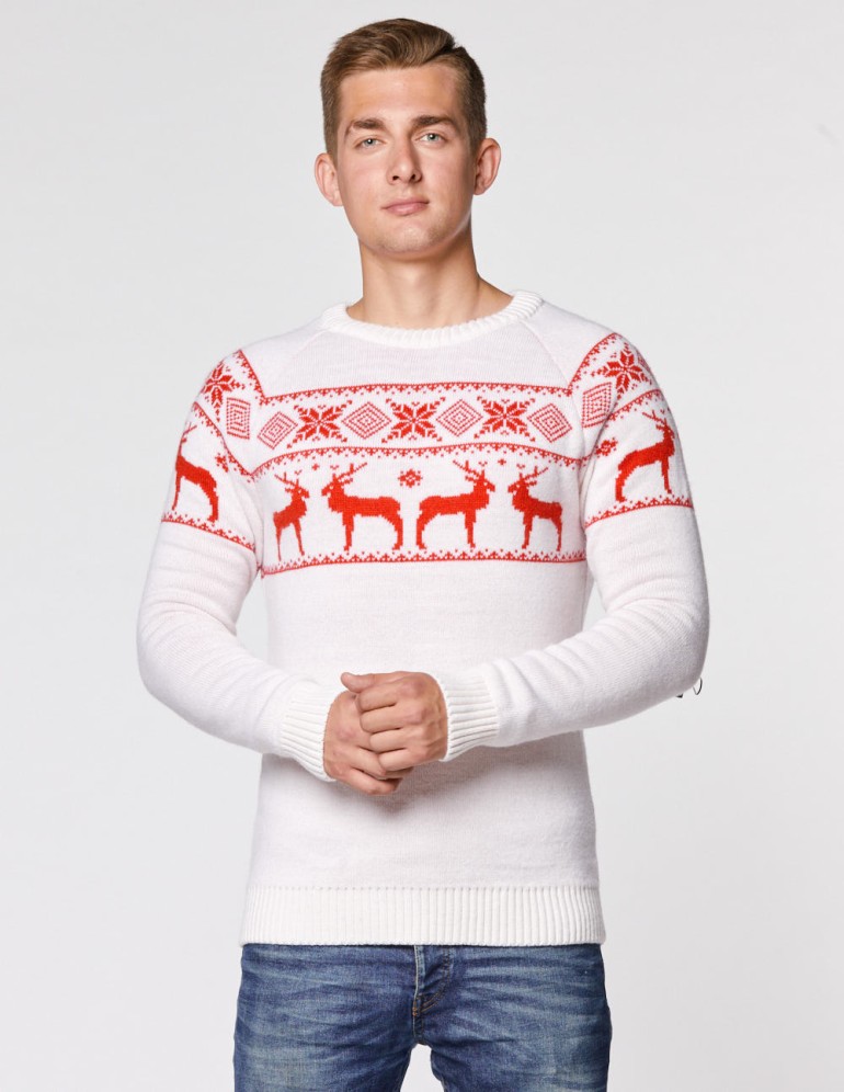 Мужской свитер с оленями в ряд - фото5