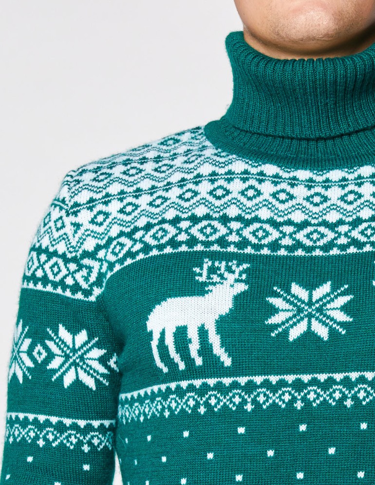 Мужской свитер с оленями c горлом - фото5