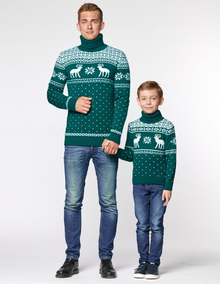 Свитеры с оленями для папы и сына - фото3