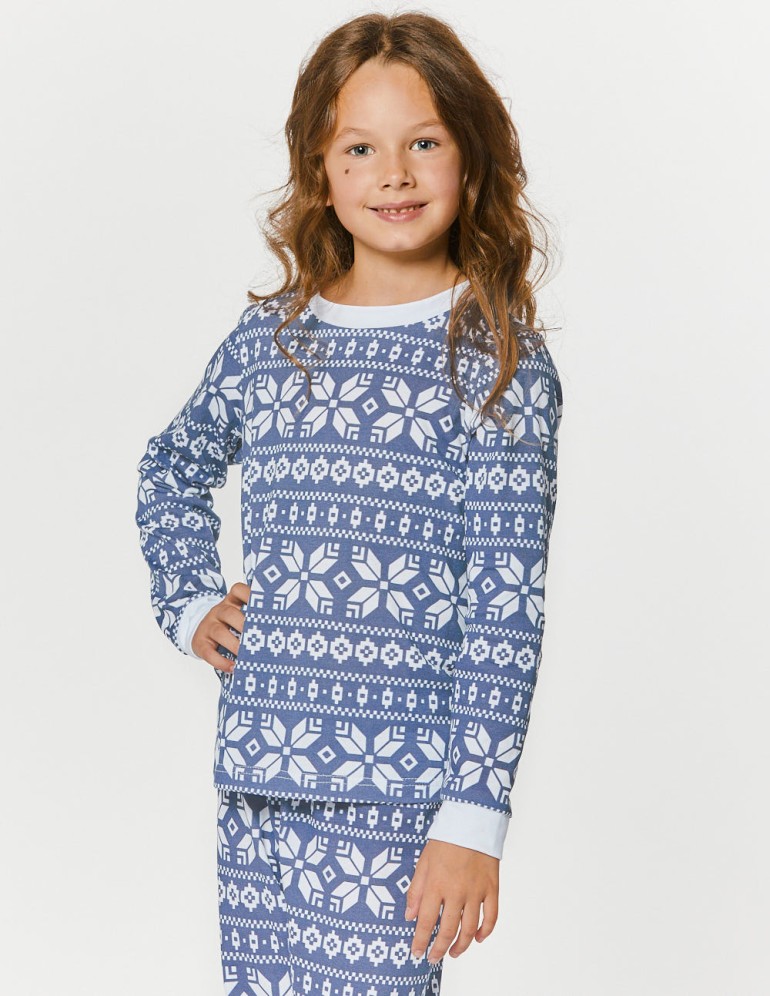 Пижама со снежинками для девочки - фото1