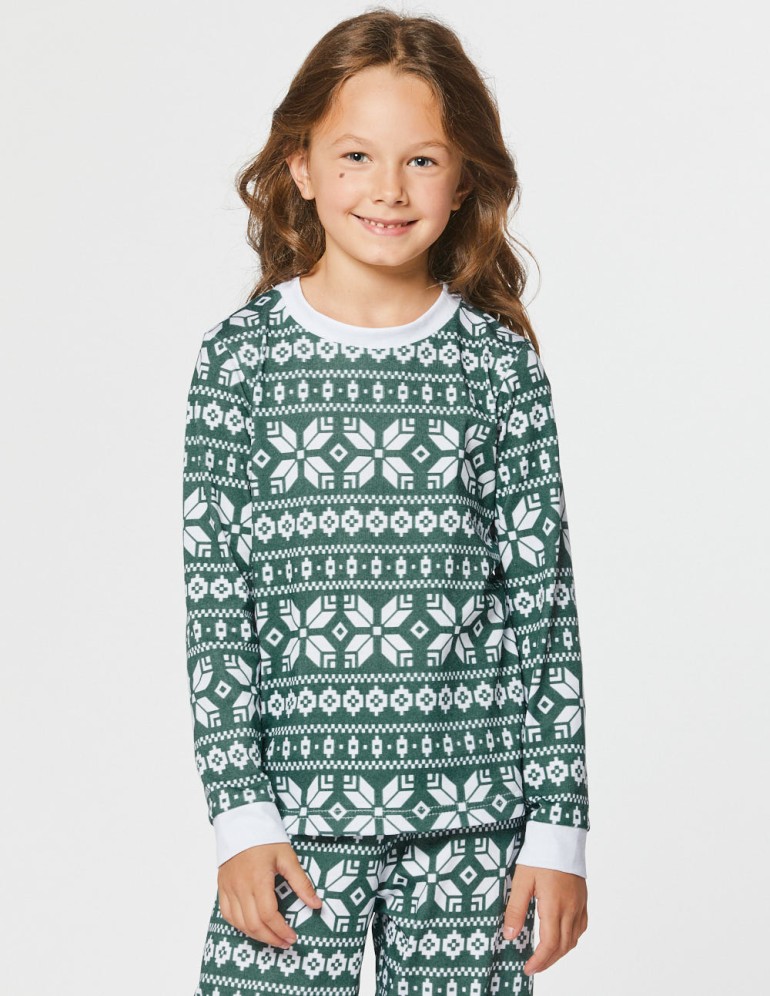 Пижама со снежинками для девочки - фото1