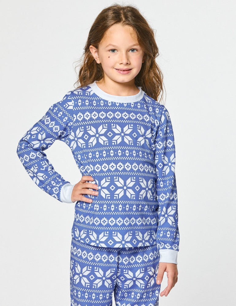 Пижама со снежинками для девочки - фото1