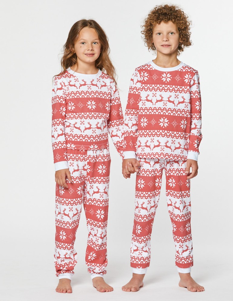 Детские парные пижамы с оленями - фото1