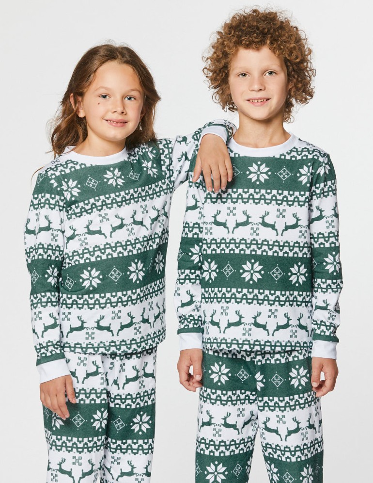 Детские парные пижамы с оленями - фото3
