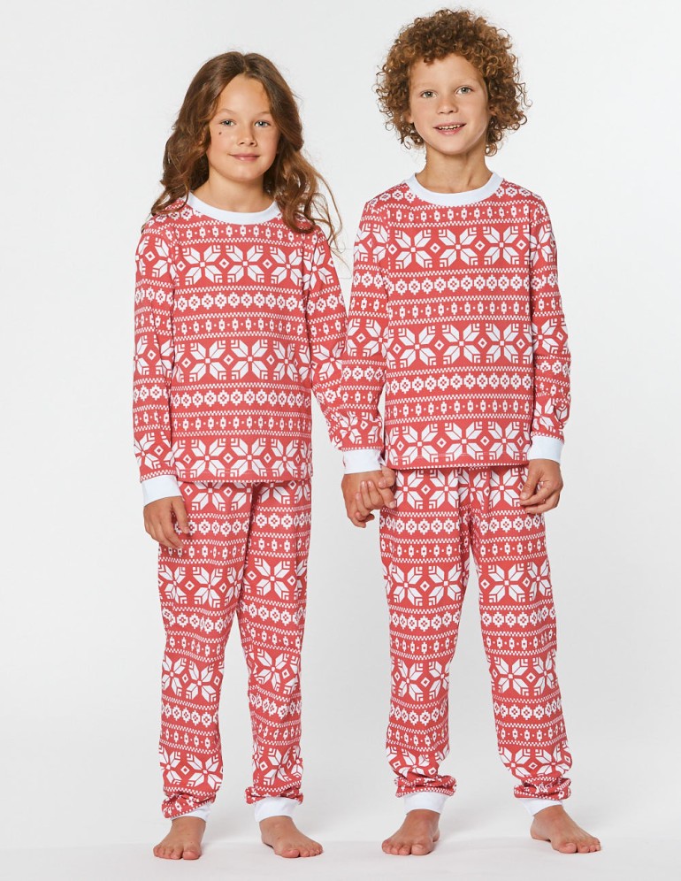 Детские парные пижамы со снежинками - фото1