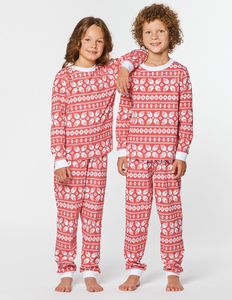 Детские парные пижамы со снежинками - фото3