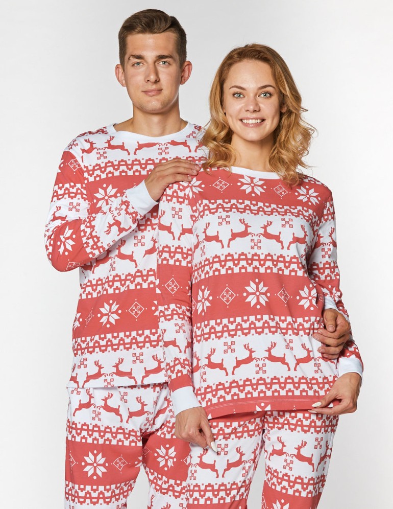 Мужская и женская пижамы с оленями - фото1