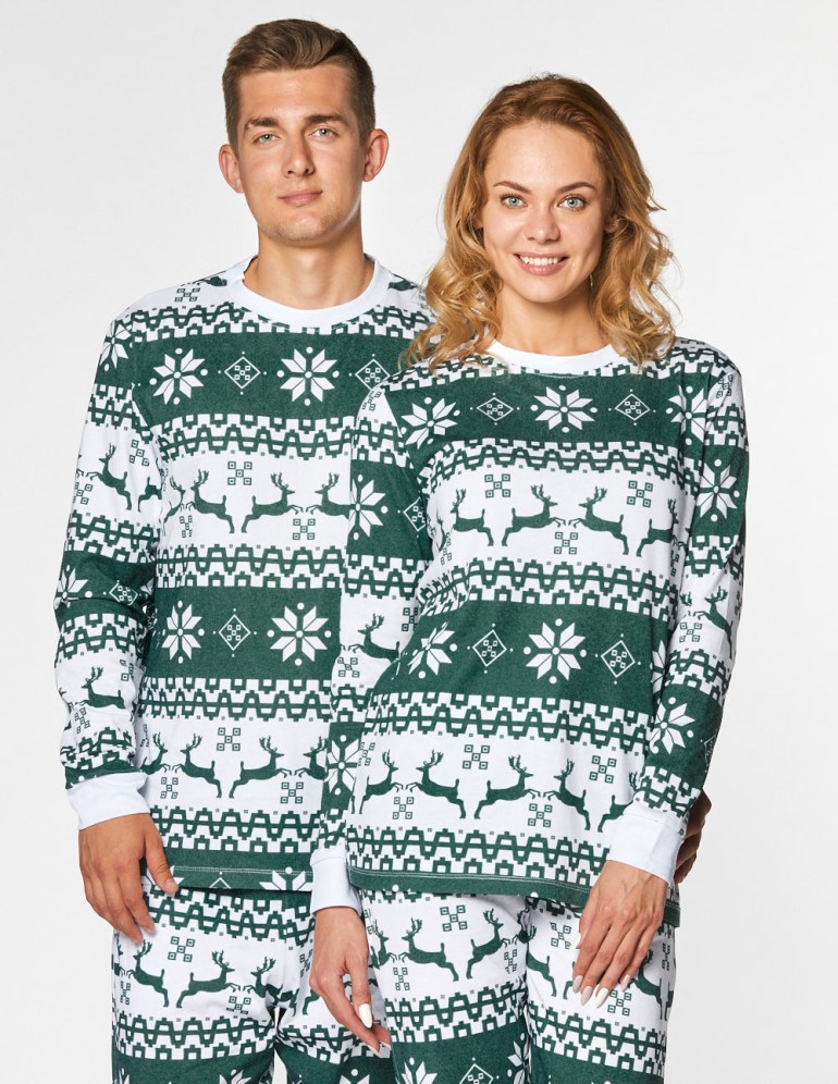 Мужская и женская пижамы с оленями - фото1