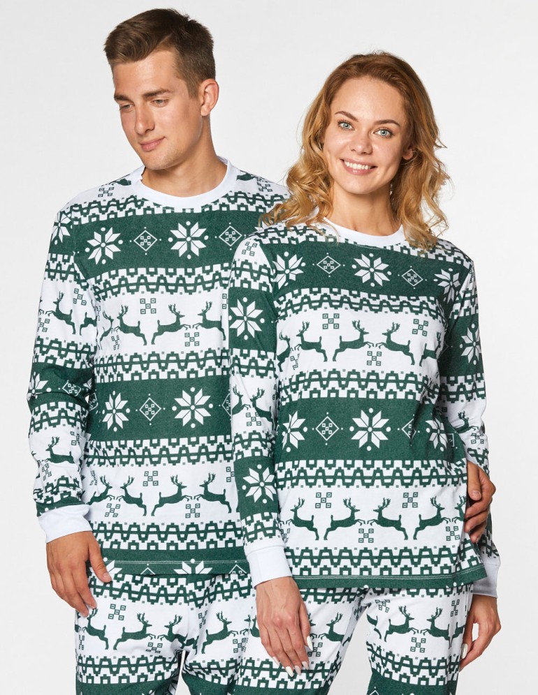 Мужская и женская пижамы с оленями - фото2