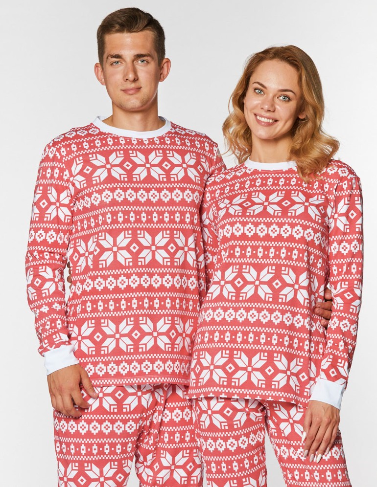 Мужская и женская пижамы со снежинками - фото1