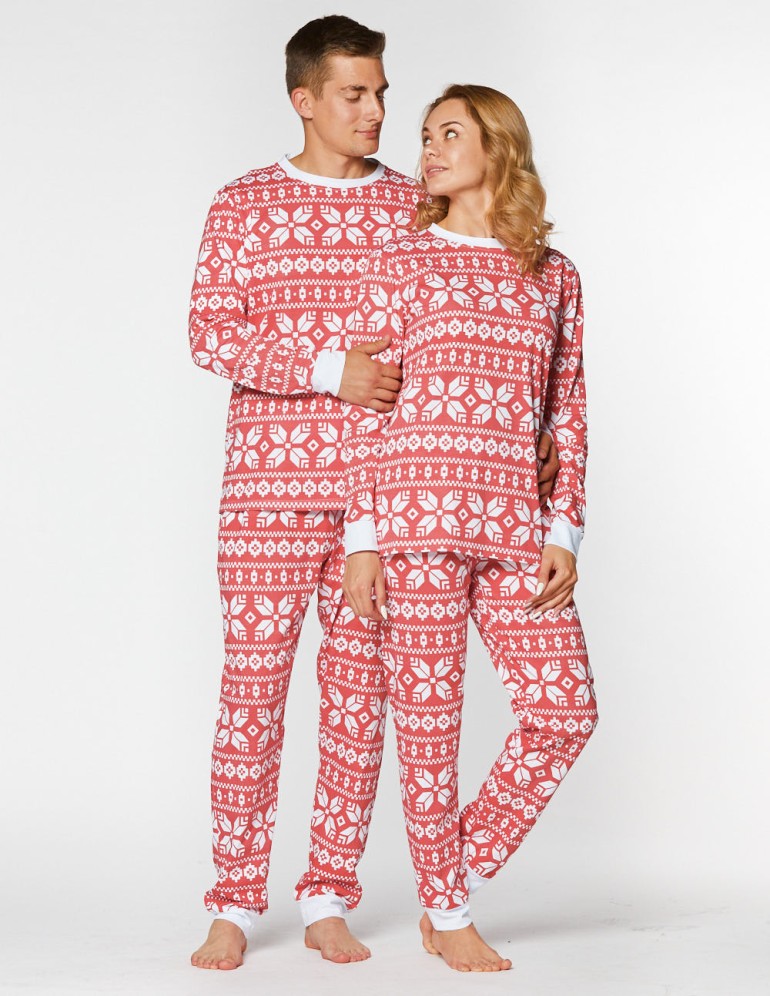 Мужская и женская пижамы со снежинками - фото4