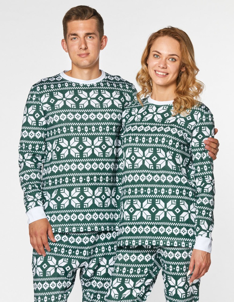 Мужская и женская пижамы со снежинками - фото3