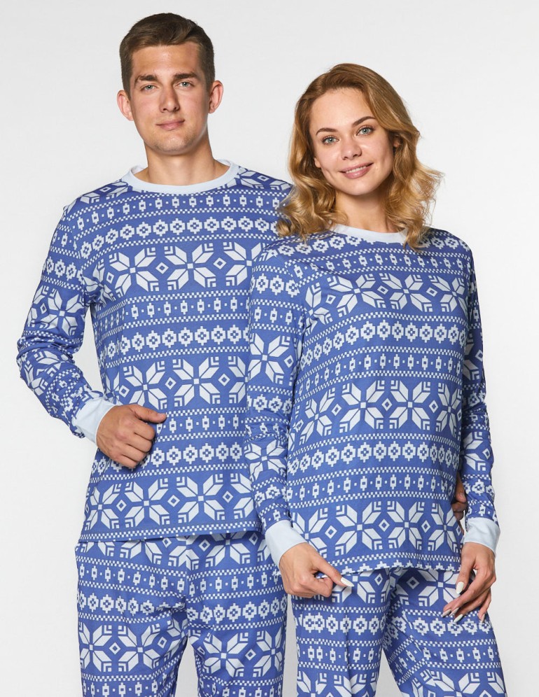 Мужская и женская пижамы со снежинками - фото2