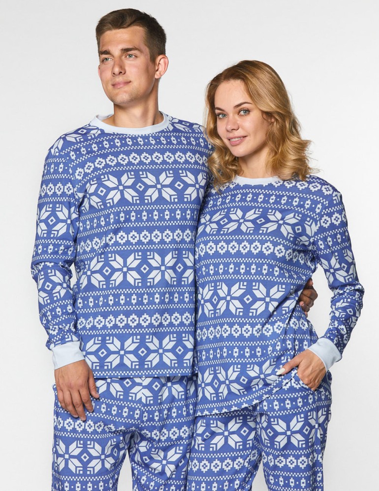 Мужская и женская пижамы со снежинками - фото3