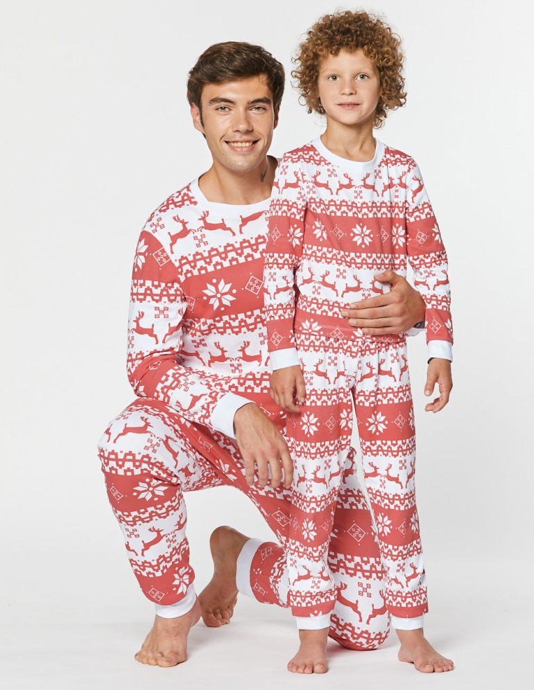 Пижамы с оленями для папы и сына - фото1