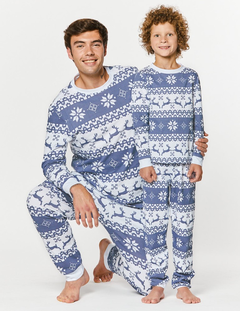 Пижамы с оленями для папы и сына - фото2
