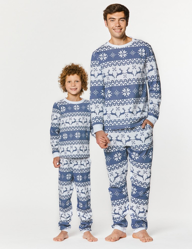 Пижамы с оленями для папы и сына - фото4