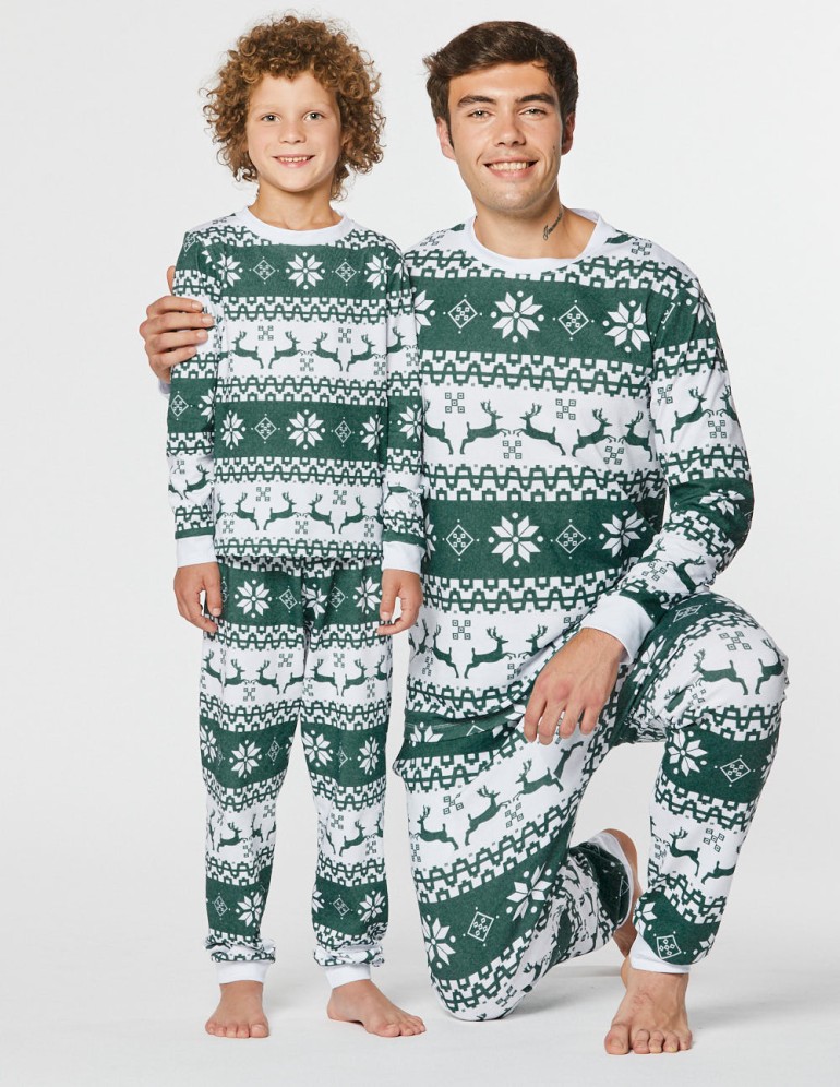 Пижамы с оленями для папы и сына - фото2
