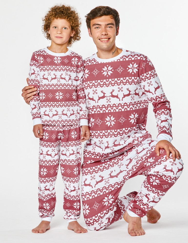 Пижамы с оленями для папы и сына - фото1