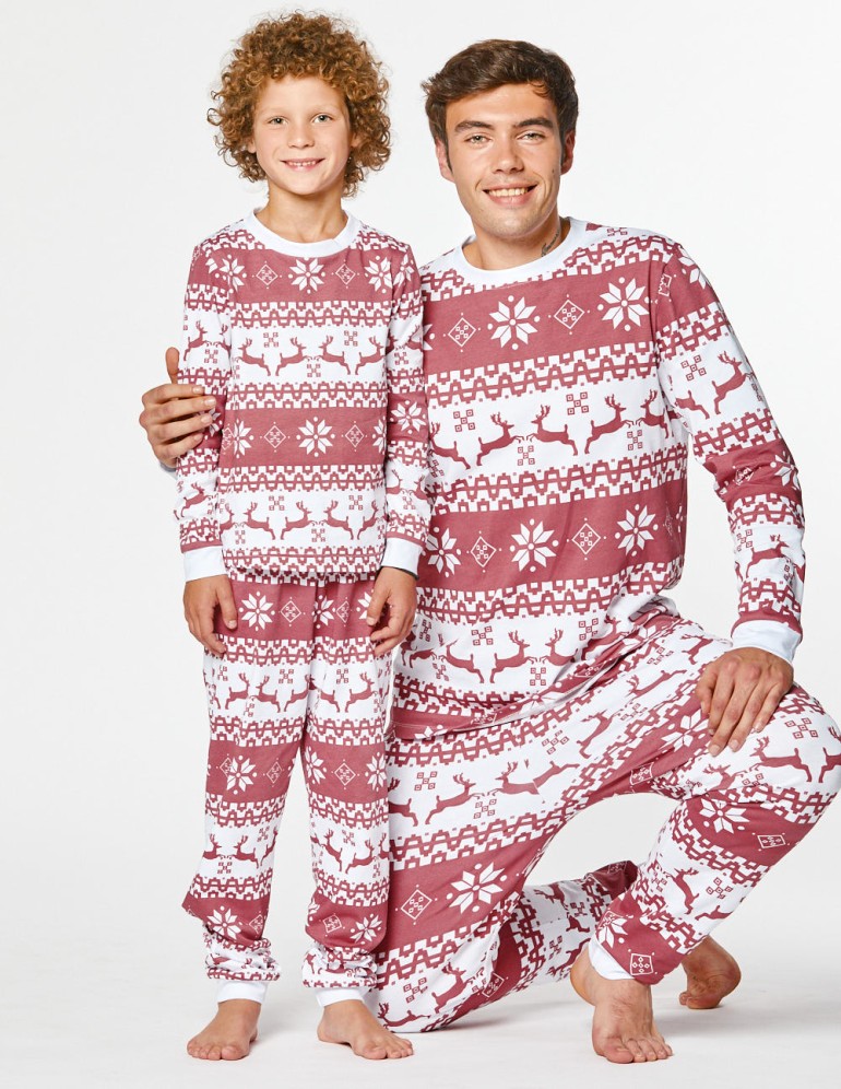 Пижамы с оленями для папы и сына - фото2