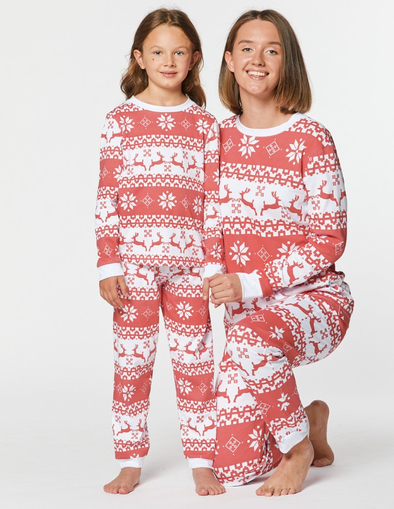 Пижамы с оленями для мамы и дочки - фото1