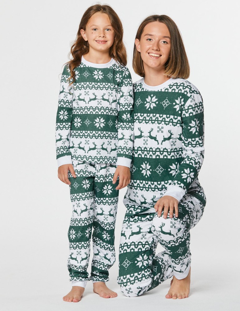 Пижамы с оленями для мамы и дочки - фото2