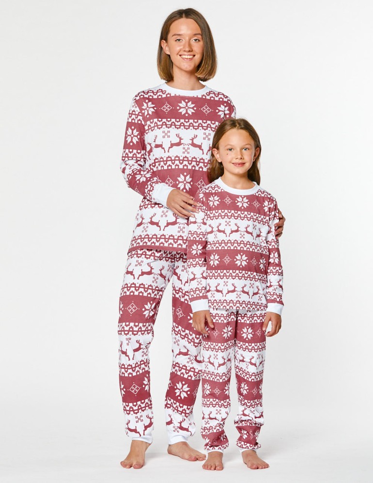 Пижамы с оленями для мамы и дочки - фото4