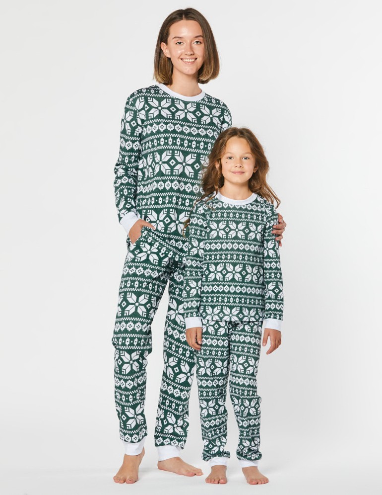 Пижамы со снежинками для мамы и дочки - фото3