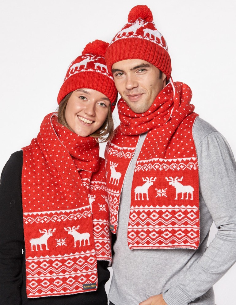 Шапка и шарф с оленями для мужчины и женщины - фото3