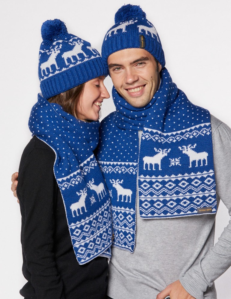 Шапка и шарф с оленями для мужчины и женщины - фото3