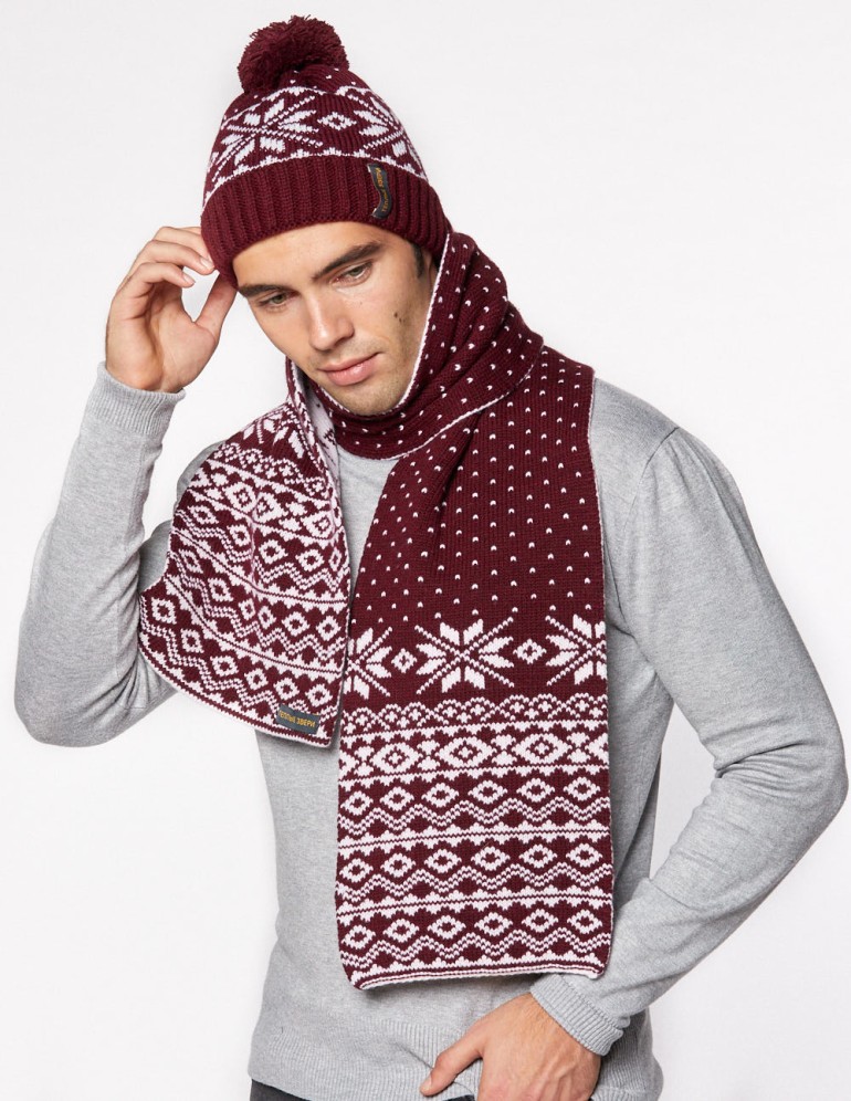 Мужские шапка и шарф со снежинками - фото3