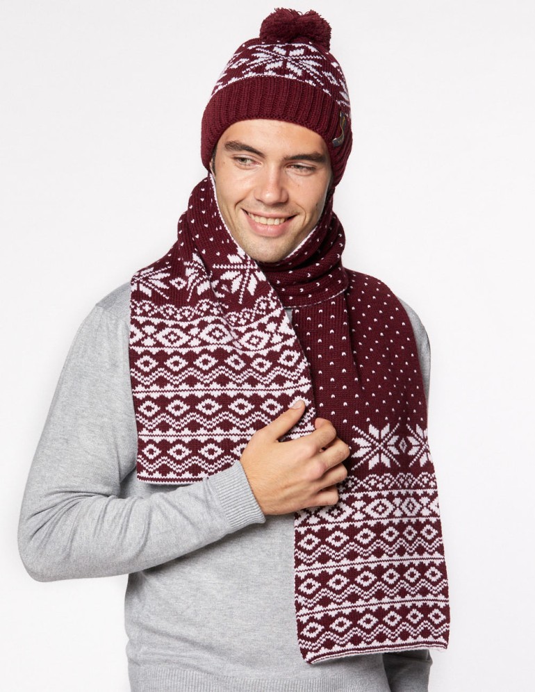 Мужские шапка и шарф со снежинками - фото4