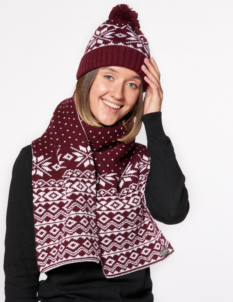 Женские шапка и шарф со снежинками - фото3