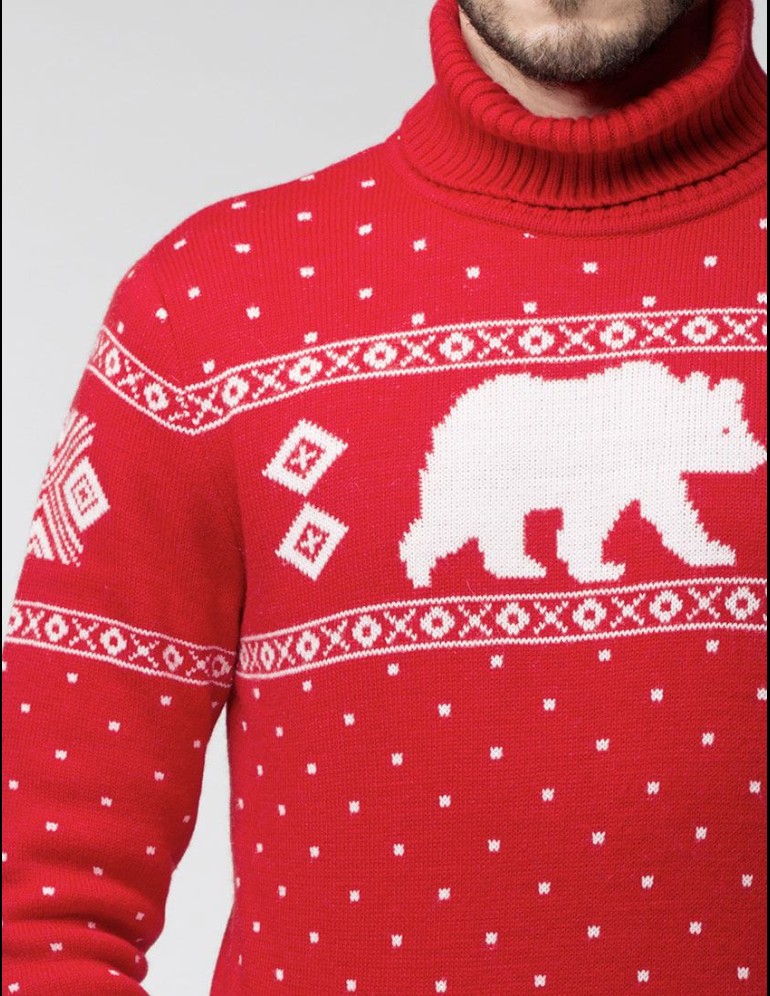 Мужской свитер с медведем c горлом - фото5